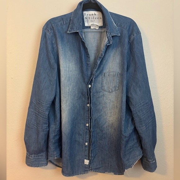 FRANK & EILEEN Button-Up Shirt famous denim Distressed Vintage Wash, L - Picture 5 of 10